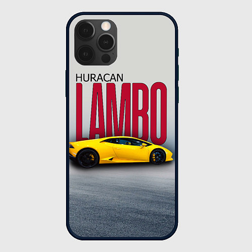 Чехол iPhone 12 Pro Итальянский гиперкар Lambo Huracan / 3D-Черный – фото 1