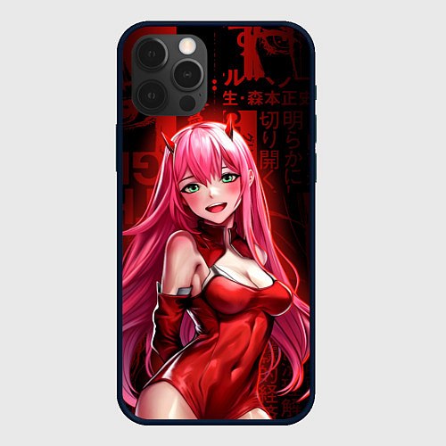 Чехол iPhone 12 Pro Zero Two anime sexy / 3D-Черный – фото 1