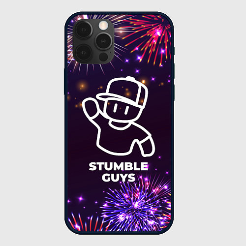 Чехол iPhone 12 Pro Праздничный Stumble Guys / 3D-Черный – фото 1