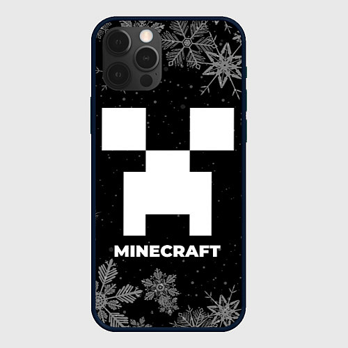 Чехол iPhone 12 Pro Снежный Minecraft / 3D-Черный – фото 1