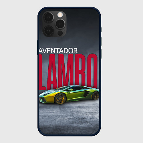 Чехол iPhone 12 Pro Итальянский гиперкар Lambo Aventador / 3D-Черный – фото 1