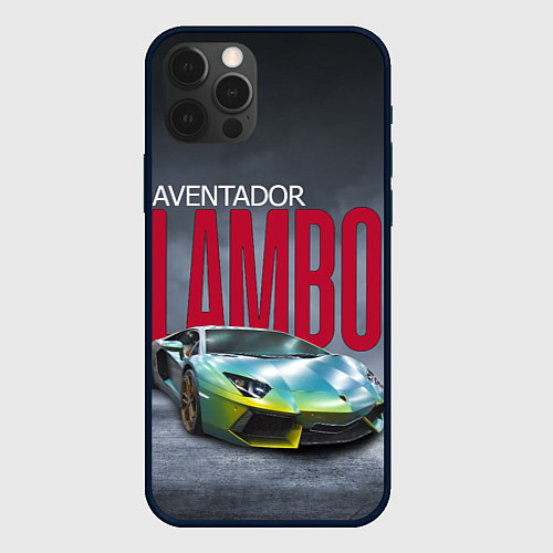 Чехол iPhone 12 Pro Итальянский суперкар Lambo Aventador / 3D-Черный – фото 1