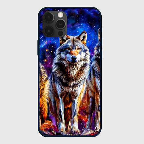 Чехол iPhone 12 Pro Волки в космосе / 3D-Черный – фото 1