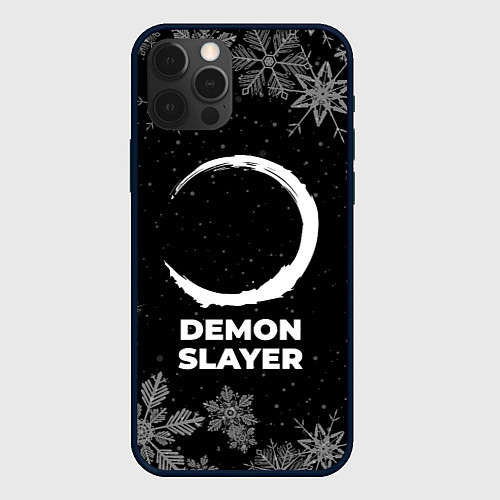 Чехол iPhone 12 Pro Снежный Demon Slayer / 3D-Черный – фото 1