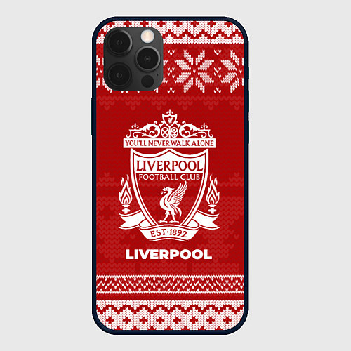 Чехол iPhone 12 Pro Новогодний Liverpool / 3D-Черный – фото 1