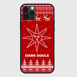 Чехол для iPhone 12 Pro Новогодний Dark Souls с оленями, цвет: 3D-черный