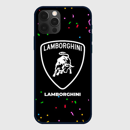 Чехол iPhone 12 Pro Lamborghini конфети / 3D-Черный – фото 1