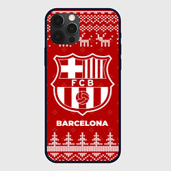 Чехол iPhone 12 Pro Новогодний Barcelona с оленями