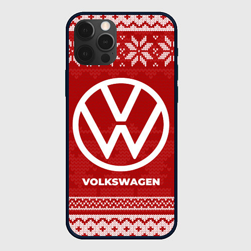 Чехол iPhone 12 Pro Новогодний Volkswagen / 3D-Черный – фото 1