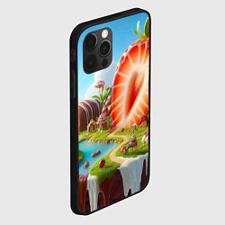Чехол для iPhone 12 Pro Клубничная планета - нейроарт фантазия, цвет: 3D-черный — фото 2