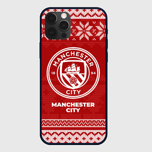 Чехол iPhone 12 Pro Новогодний Manchester City / 3D-Черный – фото 1