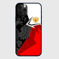 Чехол iPhone 12 Pro Герб России - красно-белый