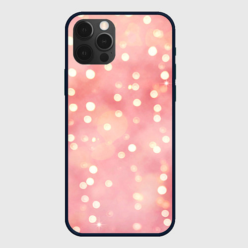 Чехол iPhone 12 Pro Сияние праздничных огоньков на розовом фоне / 3D-Черный – фото 1