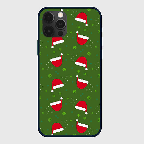 Чехол iPhone 12 Pro Шапка Санты / 3D-Черный – фото 1