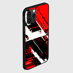 Чехол для iPhone 12 Pro Diagonal black and white stripes on a red backgrou, цвет: 3D-черный — фото 2