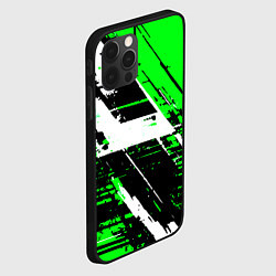 Чехол для iPhone 12 Pro Diagonal black and white stripes on a green backgr, цвет: 3D-черный — фото 2