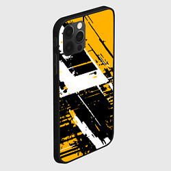 Чехол для iPhone 12 Pro Diagonal black and white stripes on a yellow backg, цвет: 3D-черный — фото 2