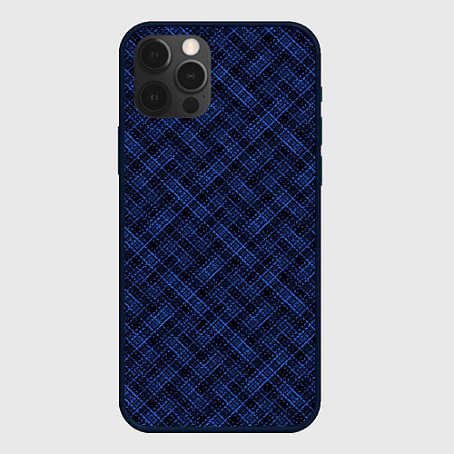 Чехол iPhone 12 Pro Чёрно-синий текстурированный лоскуты / 3D-Черный – фото 1