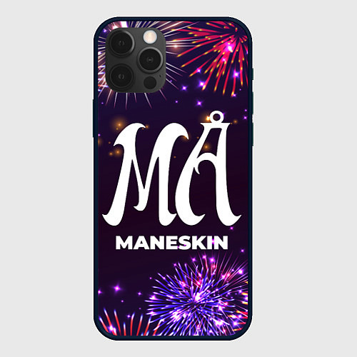 Чехол iPhone 12 Pro Праздничный Maneskin / 3D-Черный – фото 1