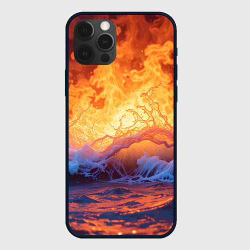 Чехол iPhone 12 Pro Стихия огня и воды / 3D-Черный – фото 1