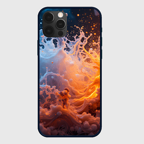 Чехол iPhone 12 Pro Брызги воды и огня / 3D-Черный – фото 1