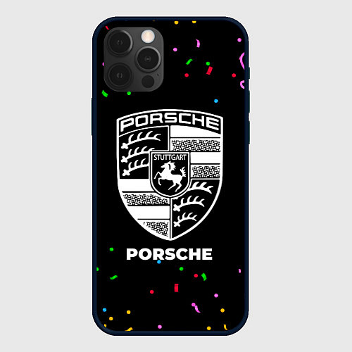 Чехол iPhone 12 Pro Porsche конфети / 3D-Черный – фото 1