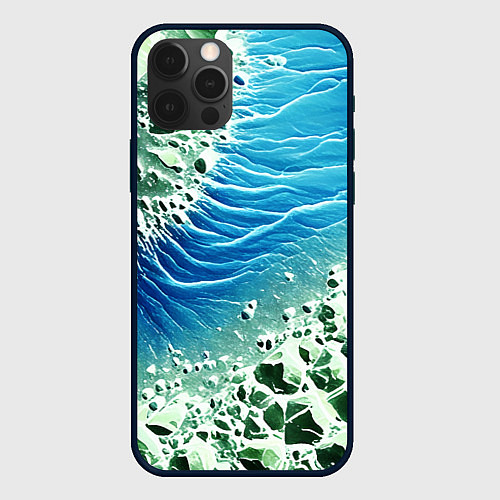 Чехол iPhone 12 Pro Берег и синие волны / 3D-Черный – фото 1