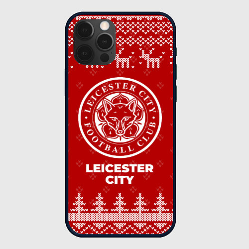 Чехол iPhone 12 Pro Новогодний Leicester City с оленями / 3D-Черный – фото 1