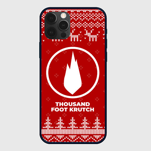 Чехол iPhone 12 Pro Новогодний Thousand Foot Krutch с оленями / 3D-Черный – фото 1