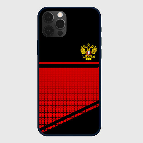 Чехол iPhone 12 Pro Россия герб геометрия / 3D-Черный – фото 1