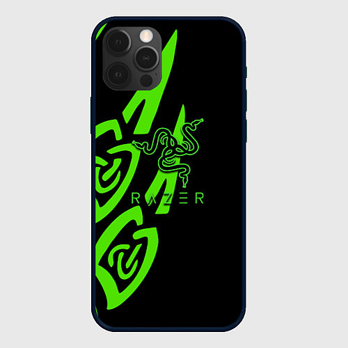 Чехол iPhone 12 Pro Razer лого лес / 3D-Черный – фото 1