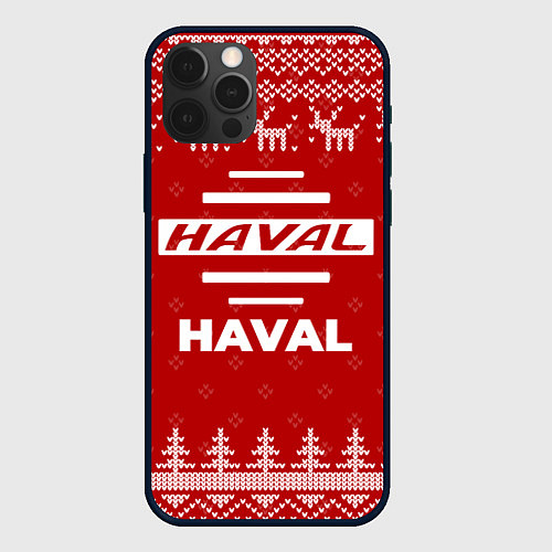 Чехол iPhone 12 Pro Новогодний Haval с оленями / 3D-Черный – фото 1