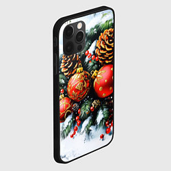 Чехол для iPhone 12 Pro Новогодние игрушки и рябина, цвет: 3D-черный — фото 2