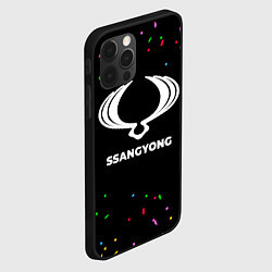 Чехол для iPhone 12 Pro SsangYong конфети, цвет: 3D-черный — фото 2