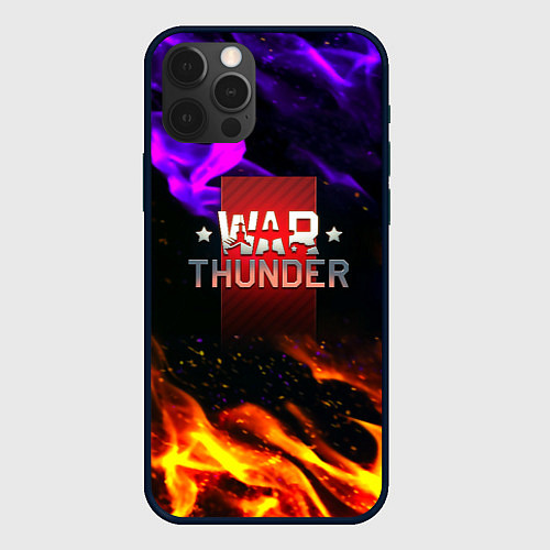 Чехол iPhone 12 Pro Warthunder neon flame / 3D-Черный – фото 1