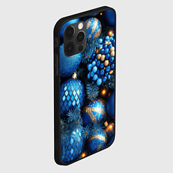 Чехол для iPhone 12 Pro Синие новогодние игрушки на елке, цвет: 3D-черный — фото 2