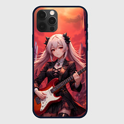 Чехол iPhone 12 Pro Девочка с электрогитарой аниме