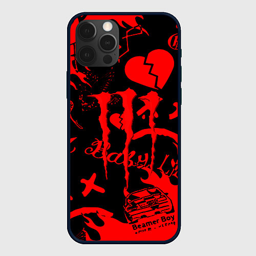 Чехол iPhone 12 Pro Lil peep monster energy / 3D-Черный – фото 1