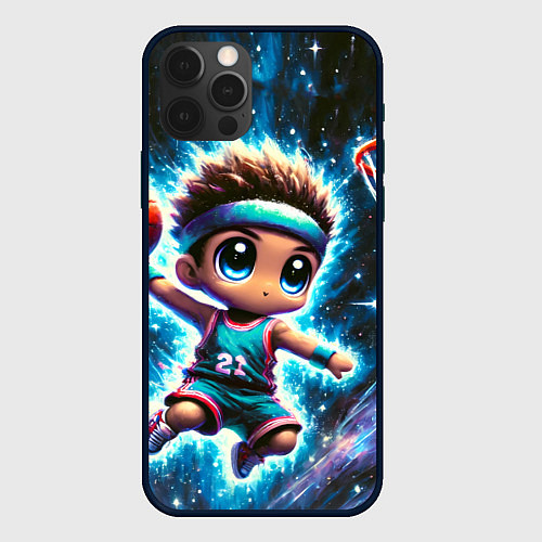 Чехол iPhone 12 Pro Бейсболист с мячом / 3D-Черный – фото 1