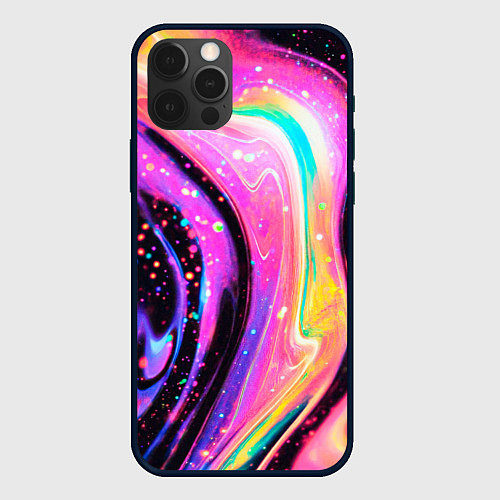 Чехол iPhone 12 Pro Жидкая энергия космоса - нейросеть / 3D-Черный – фото 1