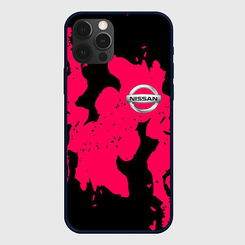 Чехол iPhone 12 Pro Nissan fire pink / 3D-Черный – фото 1