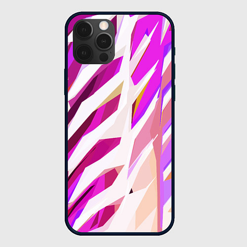 Чехол iPhone 12 Pro Бело-розовая абстракция / 3D-Черный – фото 1