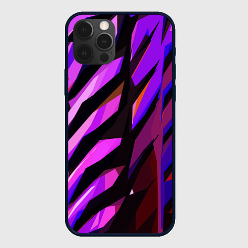Чехол iPhone 12 Pro Фиолетово -чёрная абстракция / 3D-Черный – фото 1