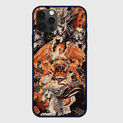 Чехол iPhone 12 Pro Логотип Queen на фоне мифических животных