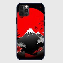 Чехол iPhone 12 Pro Японская гора и красная луна