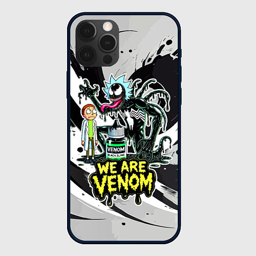 Чехол iPhone 12 Pro Rick-Venom and Morty - meme / 3D-Черный – фото 1