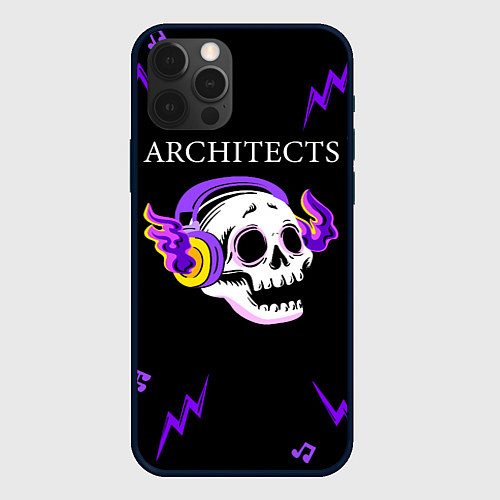 Чехол iPhone 12 Pro Architects неоновый череп / 3D-Черный – фото 1