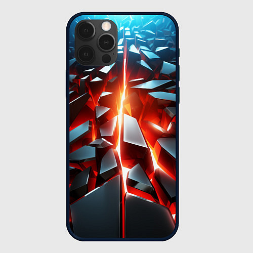 Чехол iPhone 12 Pro Черные слитки над лавой / 3D-Черный – фото 1