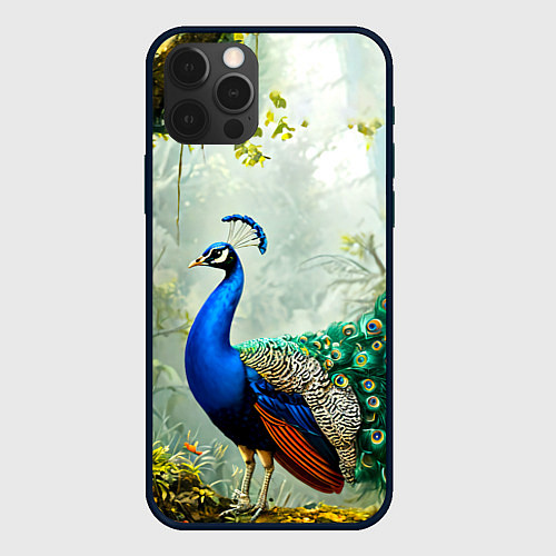 Чехол iPhone 12 Pro Павлин в природе / 3D-Черный – фото 1
