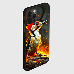 Чехол для iPhone 12 Pro Дятел в огне, цвет: 3D-черный — фото 2